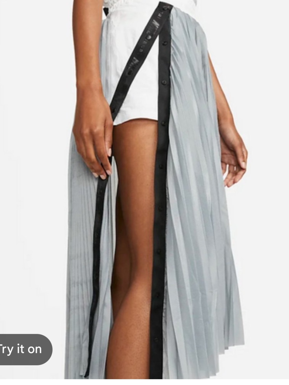 Nike x Sacai White and Gray Pleated Skirt with Black Trim Size Small